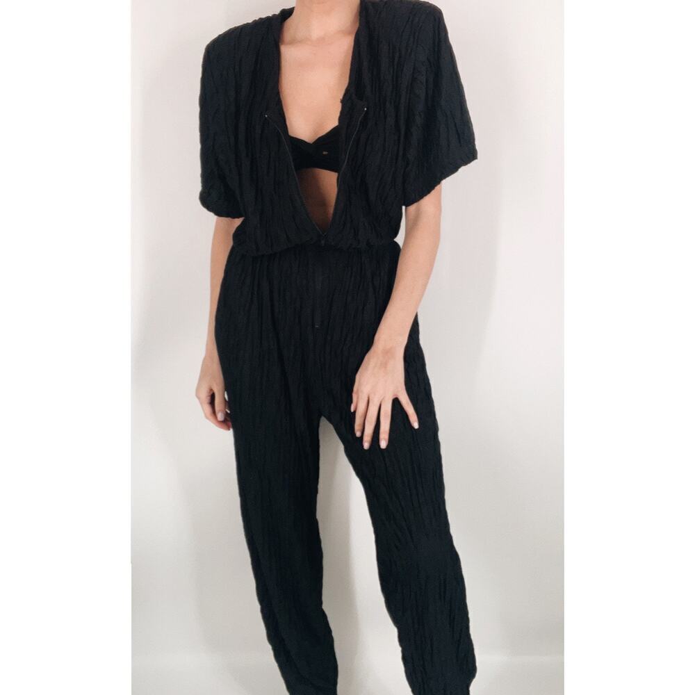 Vintage Oscar De La Renta Swimwear Zip Jumpsuit Cover Up Size Small - Picture 2 of 5